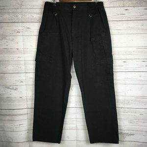 CQR Mens Tactical Cargo Pants 36x30‎ Black Poly Cotton Blend Pockets EMT Trades
